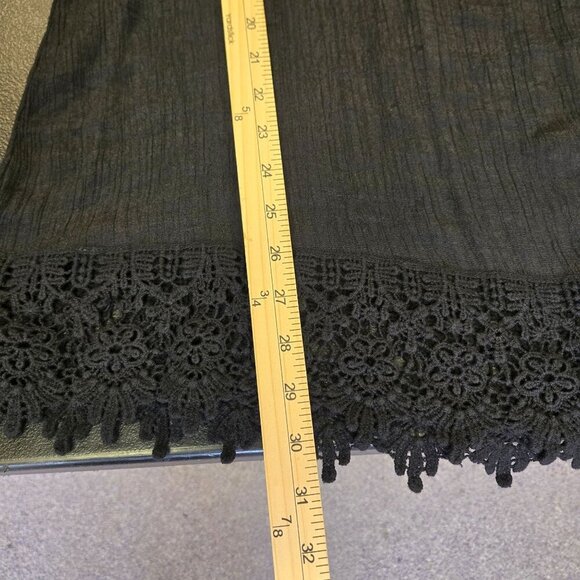 Bobeau Black Boho Tunic Top Crochet Hem Flowy Sleeves Womens 1X Witchy Whimsigot - Picture 9 of 9